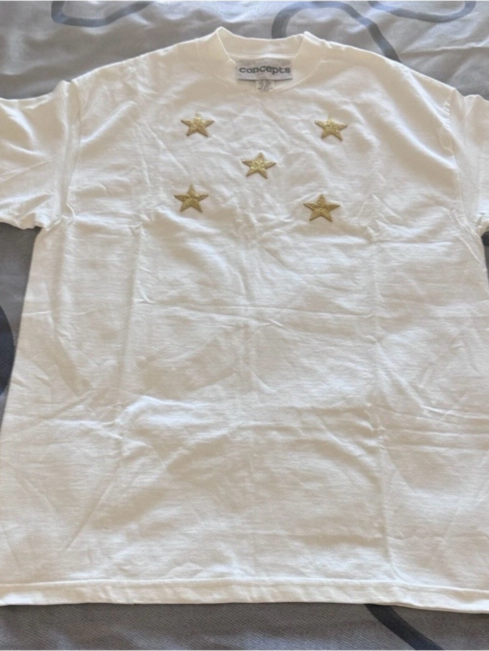 Concepts White Women's Tee with Gold Star Embroidery
